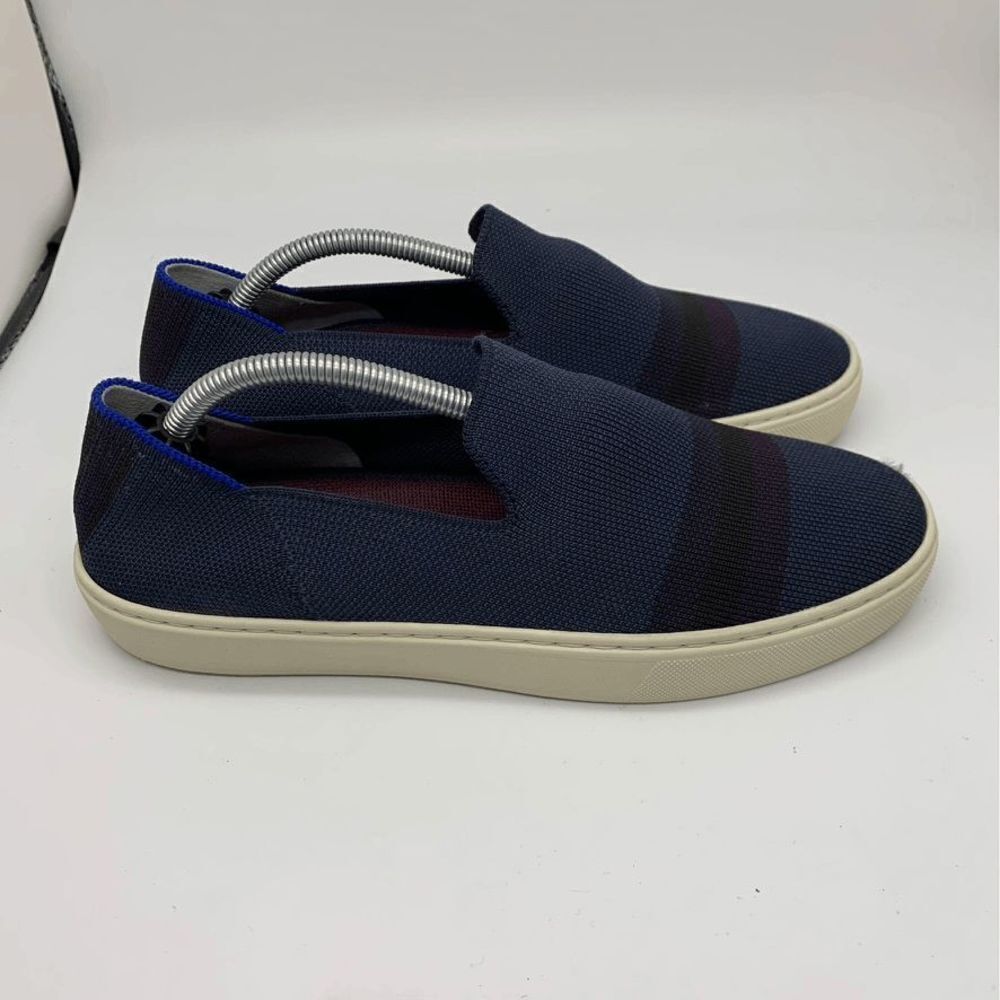 Rothy's The Original Navy Blue White Slip On Sneaker Shoes Womens Size 8